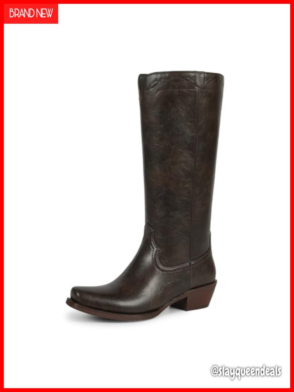 Women's Knee-High Cowboy Boots Faux Leather Pull-On Western Block Heel